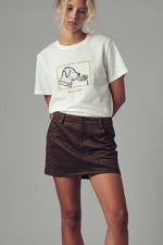 Faux Suede Mini Skirt with Inner Shorts