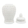Ceramic Intricate Cut Out Lidded Jar - White, 24 in.