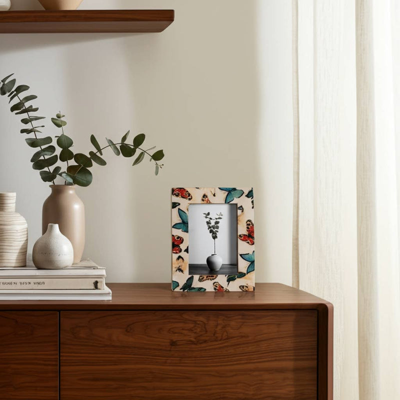 Wood and Resin Butterflies Photo Frame - Multi, 5x7 in.