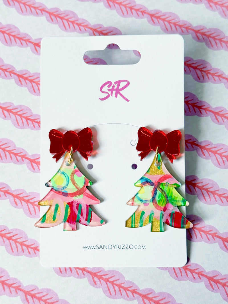Hand-Painted Festival Fun Art Tree Dangle Earring