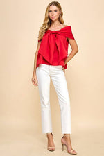 Bow Accented Off The Shoulder Top