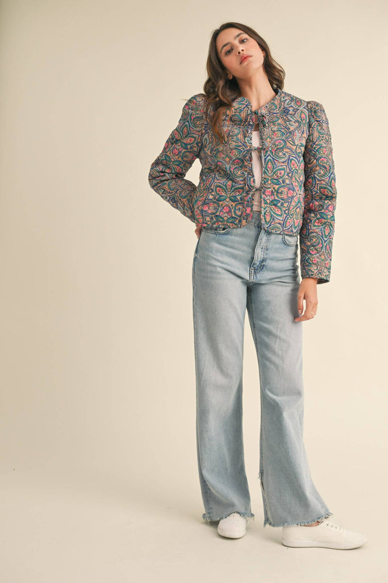 QUILTED PAISLEY PRINT JACKET