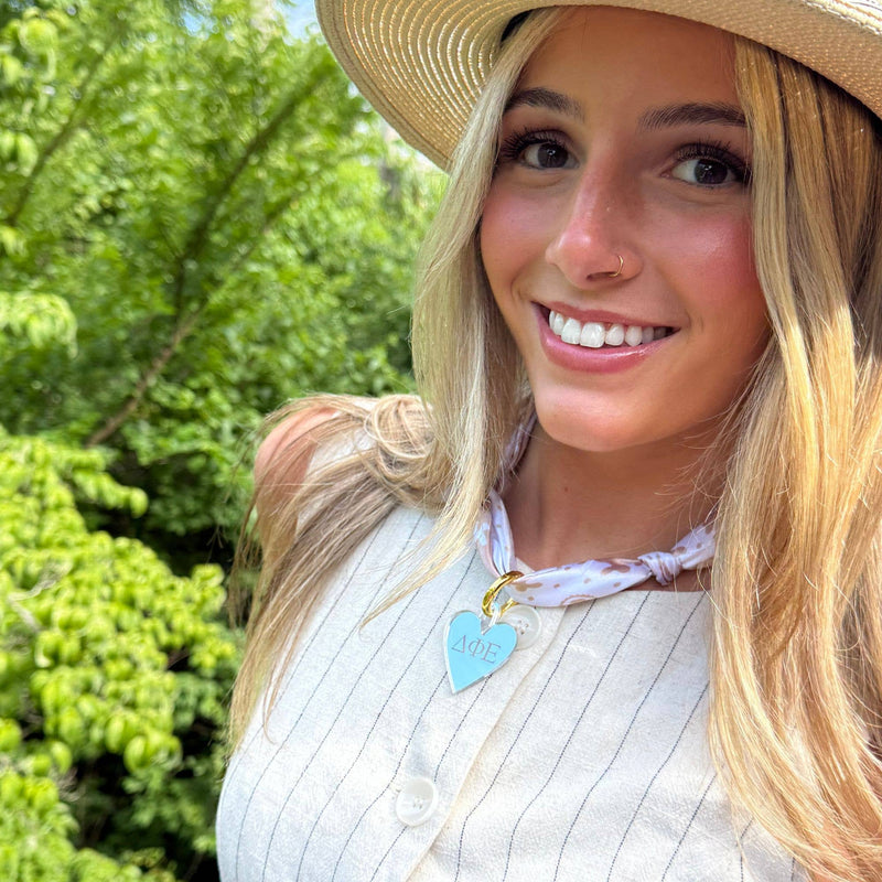 Sorority Scarf with Engraved Gold Heart Charm