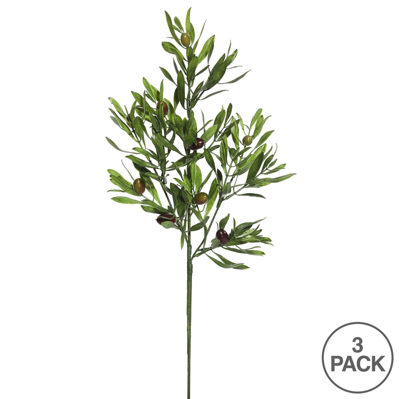 Vickerman 26" Green Olive Leaf Spray 3/pk