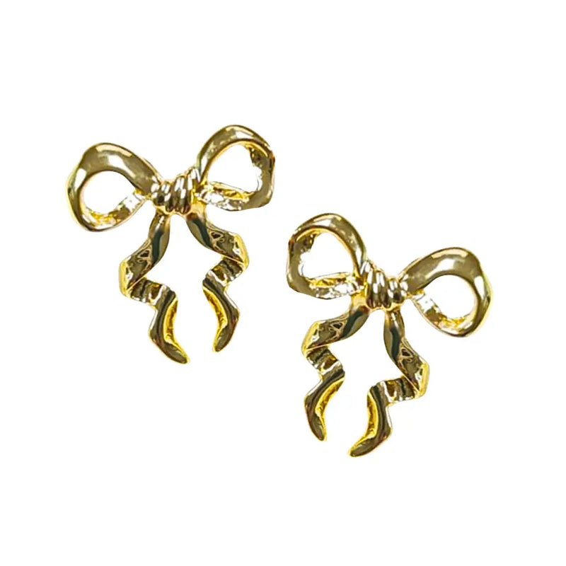 Gold Bow Stud Earrings