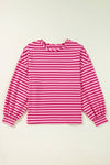 Stripe Crewneck Drop Shoulder Sweatshirt