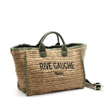 CROCHET RIVE GAUCHE bicolor woven tote bag