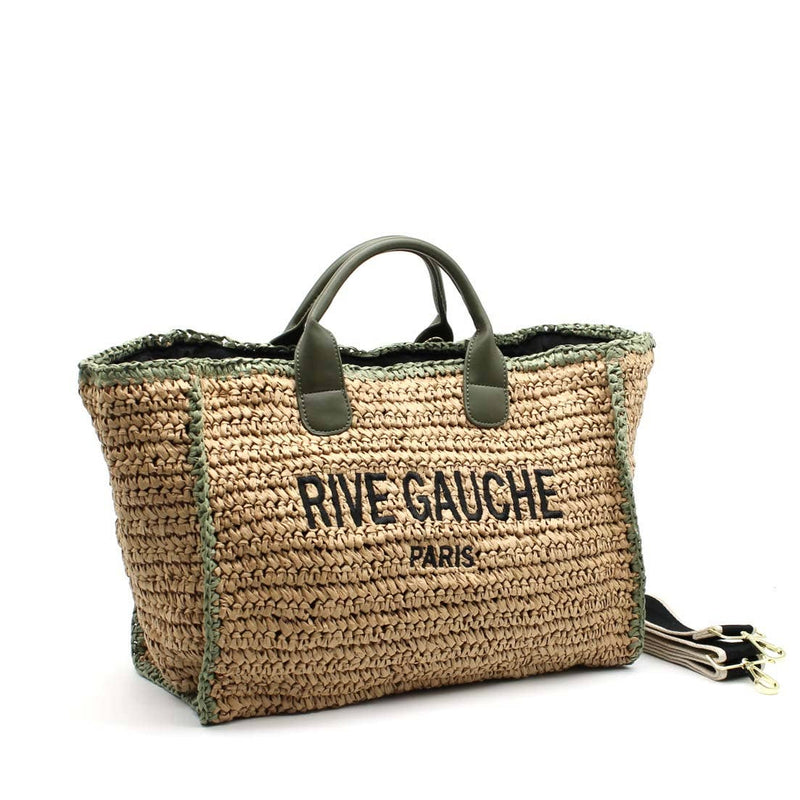 CROCHET RIVE GAUCHE bicolor woven tote bag
