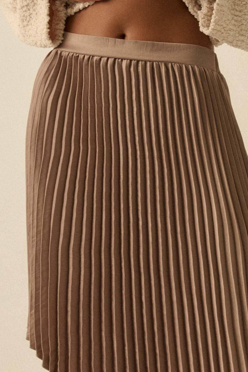 Accordion Pleated Asymmetrical Maxi Skirt