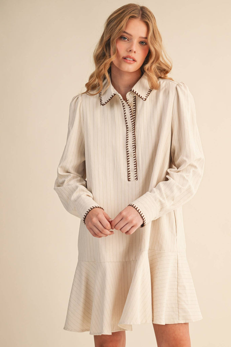 STRIPED BUTTON DOWN MINI DRESS
