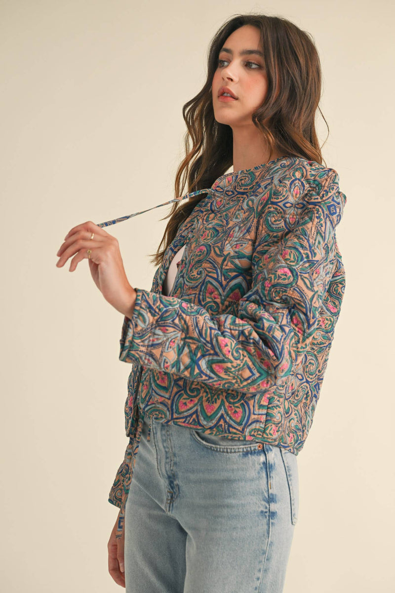 QUILTED PAISLEY PRINT JACKET