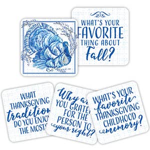 Handpainted Blue Chinoiserie Turkey Conversation Coaster