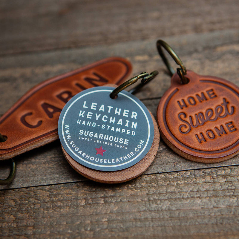 Arkansas Leather Keychain Circle