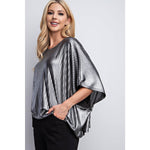 Pleated Lurex Knit Top - Silver