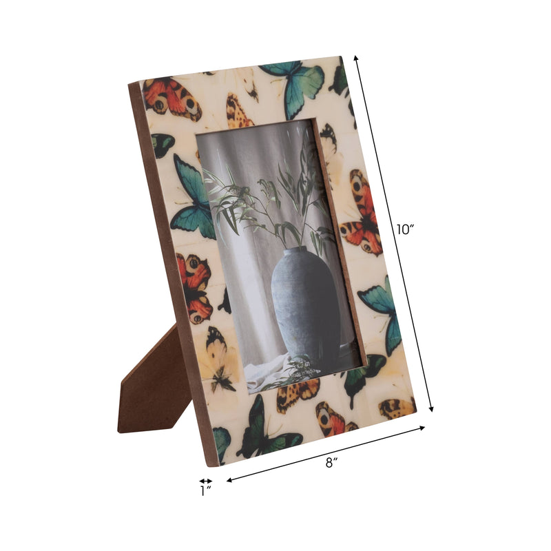Wood and Resin Butterflies Photo Frame - Multi, 5x7 in.