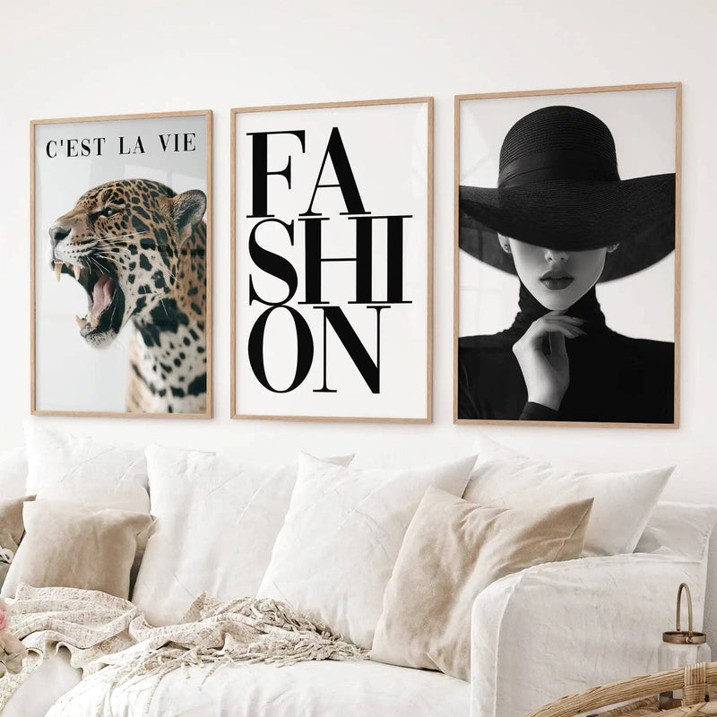 Modern Fashion Wall Art Set of 3. Leopard Print Aesthetic