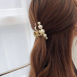 PEARL ALLOY GOLD HAIR CLAW CLIPS