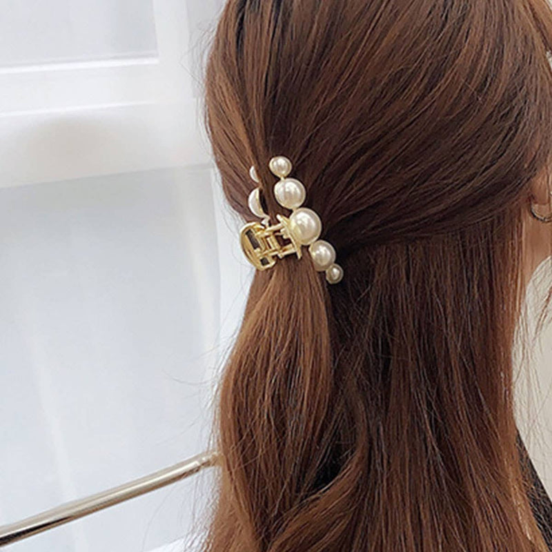 PEARL ALLOY GOLD HAIR CLAW CLIPS