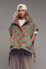 Oversized Floral Sherpa Fleece Vest