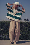 Oversized Half Zip Bold Stripe Statement Pullover Sweatshirt