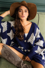 IT1670 -Oversized Star Pullover Sweater Cardigan