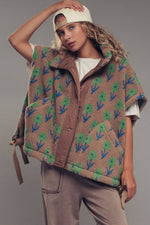Oversized Floral Sherpa Fleece Vest