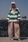 Oversized Half Zip Bold Stripe Statement Pullover Sweatshirt