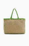Poolside Jute Macrame Tote in Beige & Green