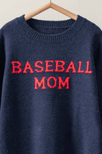 Baseball Mom Knit Pullover Sweater