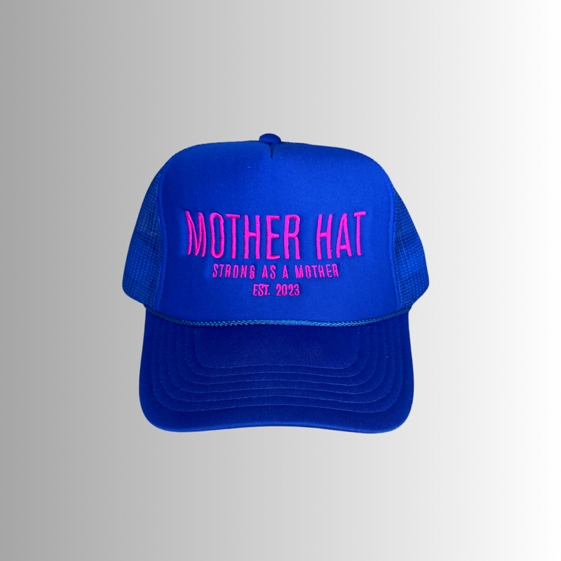 Mother Hat - Embroidered Trucker Hat - Royal Blue