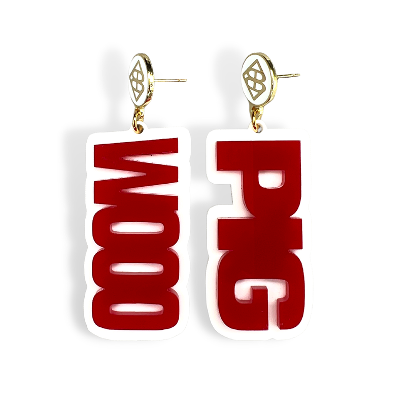 Cardinal Red WOOO PIG Earrings