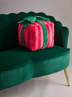 Striped Gift Box Large Pillow, Red