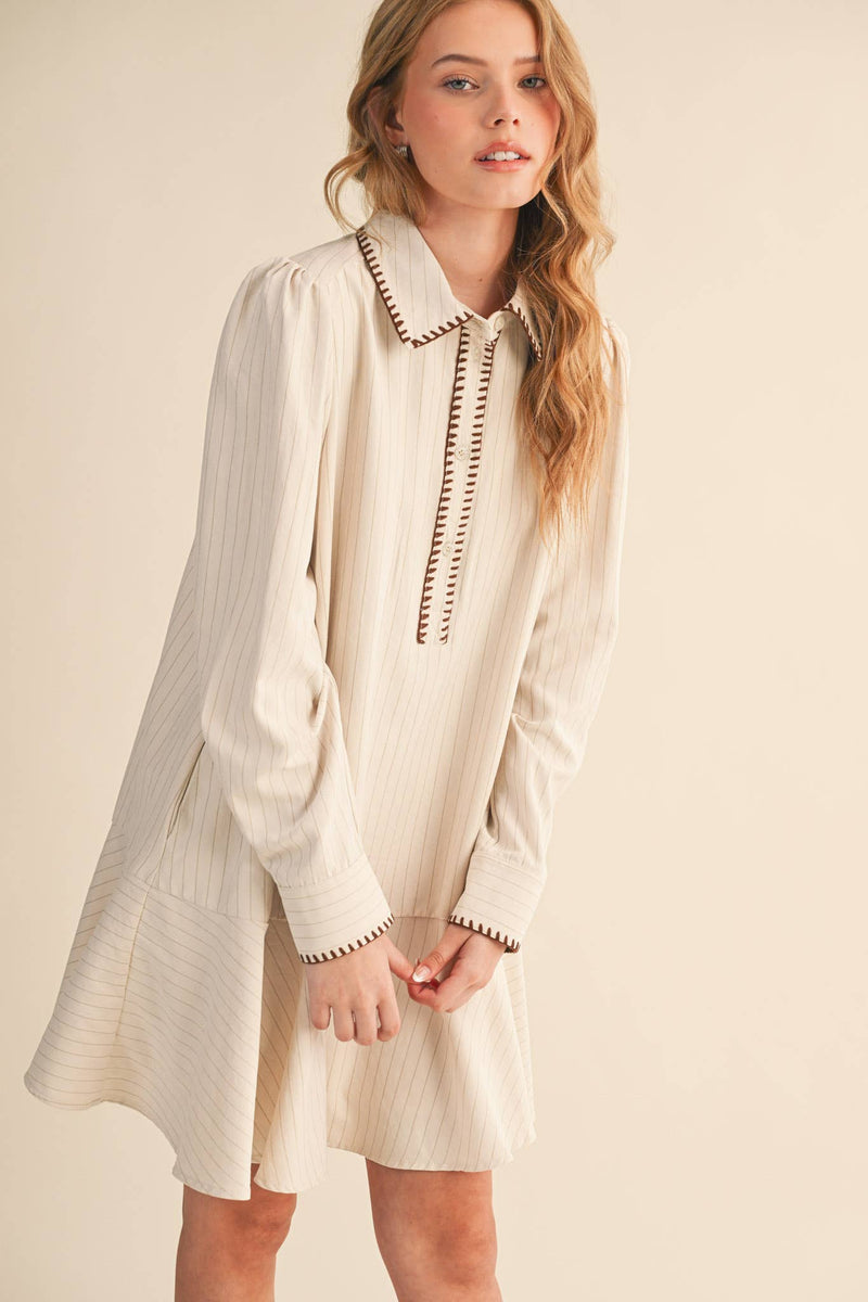 STRIPED BUTTON DOWN MINI DRESS