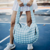 Light Blue Oversized Quilted Puffer Tote Bag