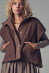 Quilted Collar Boxy Sherpa Vest