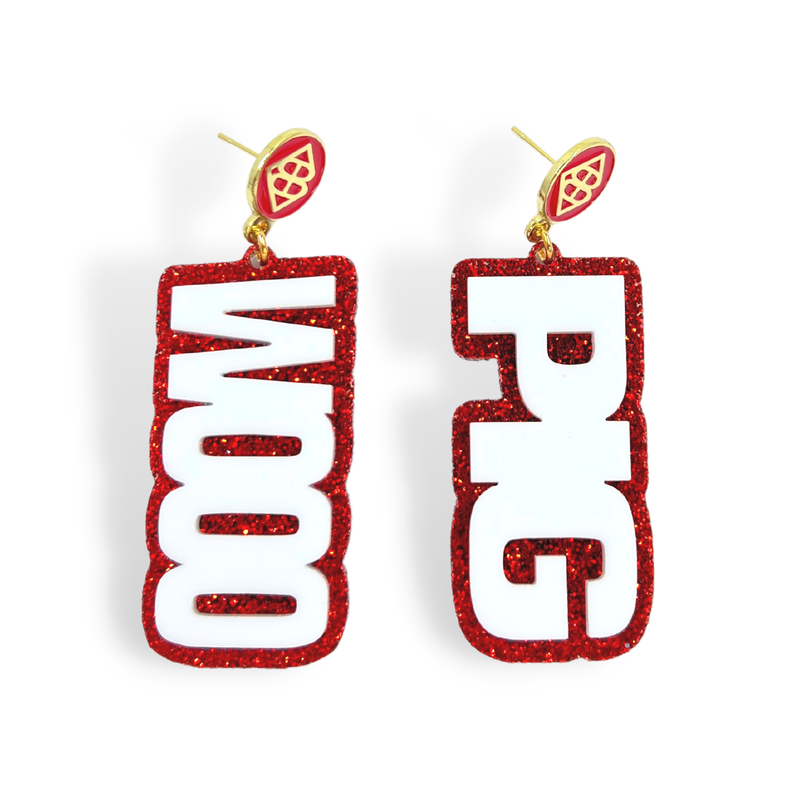 White WOOO PIG Earrings