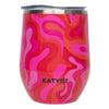 Hot Pink Retro Swirl Stemless Wine Tumbler