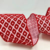 Red Flocked Diamond Pattern on Pink Ribbon 4" x 10yd