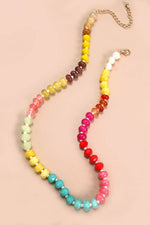 Natural Agate Glass Semi-Precious Bead Necklace