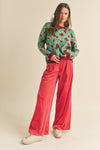 WIDE LEG VELVET TROUSERS