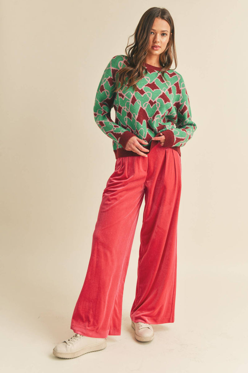 WIDE LEG VELVET TROUSERS