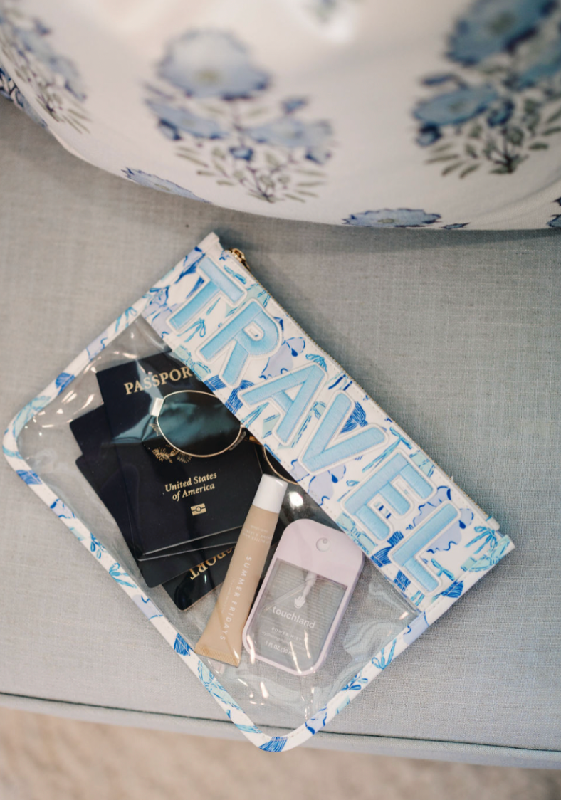 Travel - Blue Bow Clear Pouch