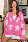 IT1670 -Oversized Star Pullover Sweater Cardigan