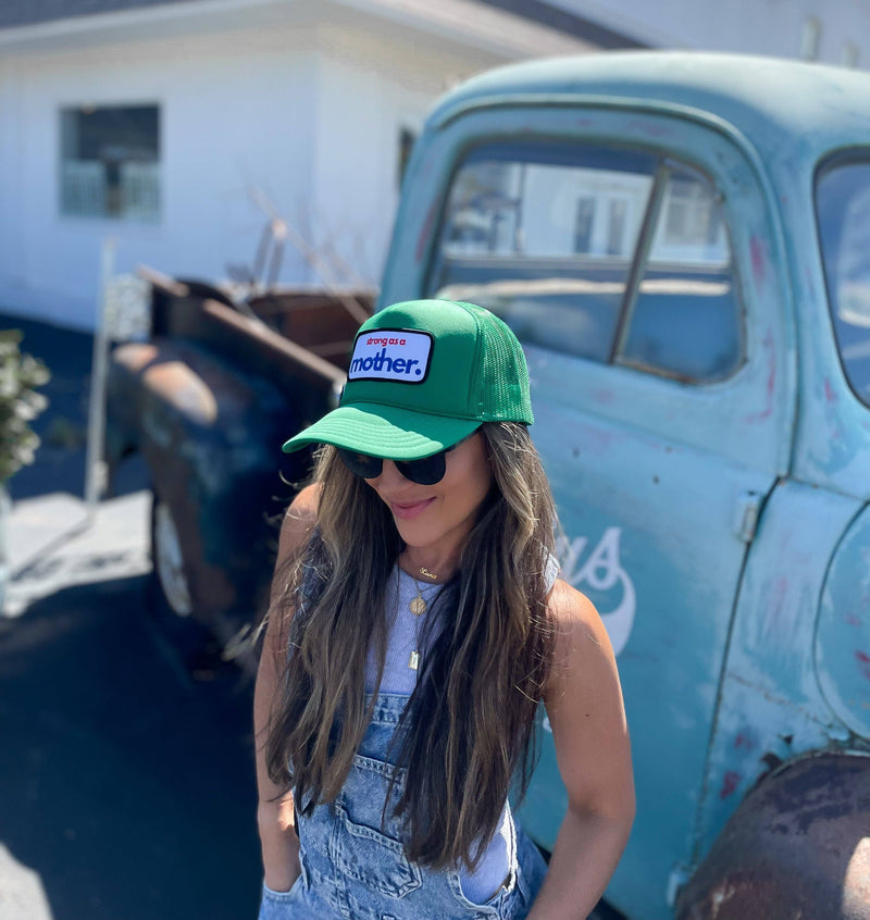 Strong as a mother™ Patch Trucker Hat - Kelly Green