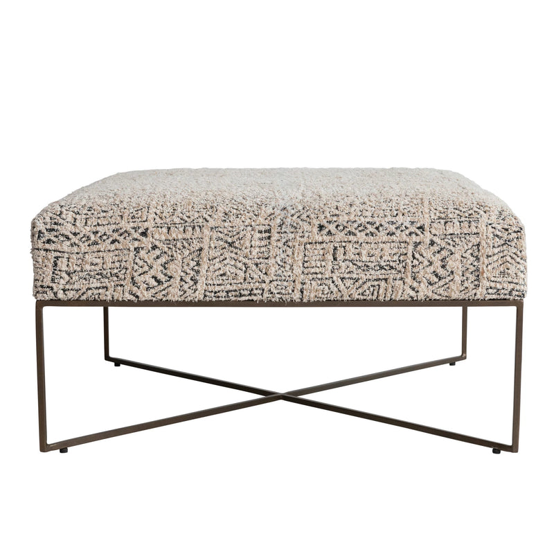 Damask Upholstered Ottoman