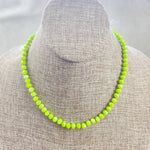 Barb// Green Neon Crystal Beaded Handknotted Necklace