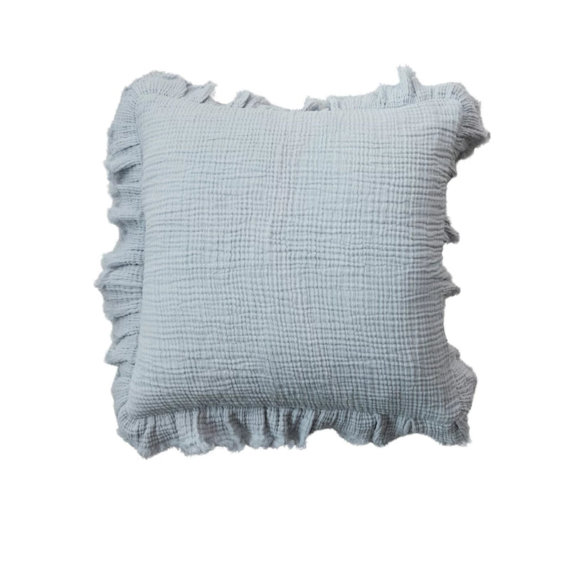 20" Ruffle Edge Cloth Pillow - Pale Blue