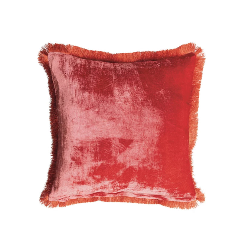 20" Square Fringe Pillow - Berry