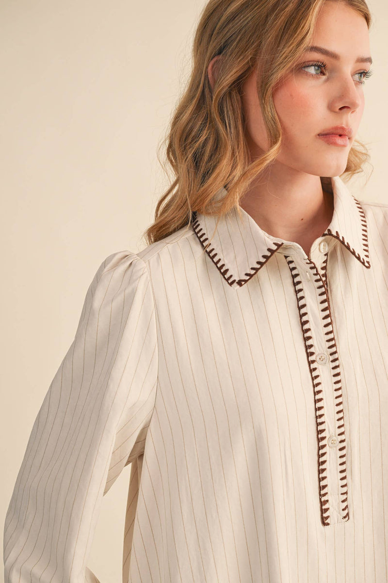 STRIPED BUTTON DOWN MINI DRESS