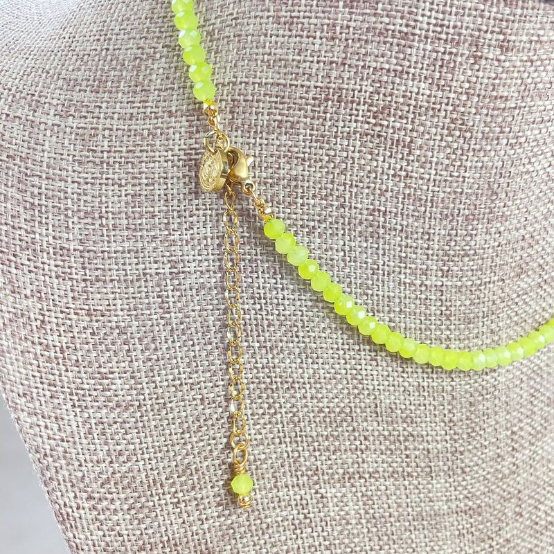 Mia// Limeade Crystal Beaded Delicate Necklace